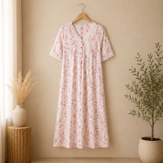 Chemise de Nuit Jardin Rosé