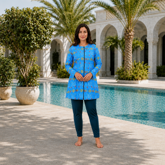 Burkini Mosaïque Bleu & Noir