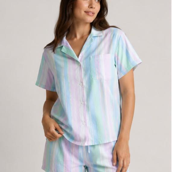 Ensemble pyjama rayé pastel – Chemise & Short