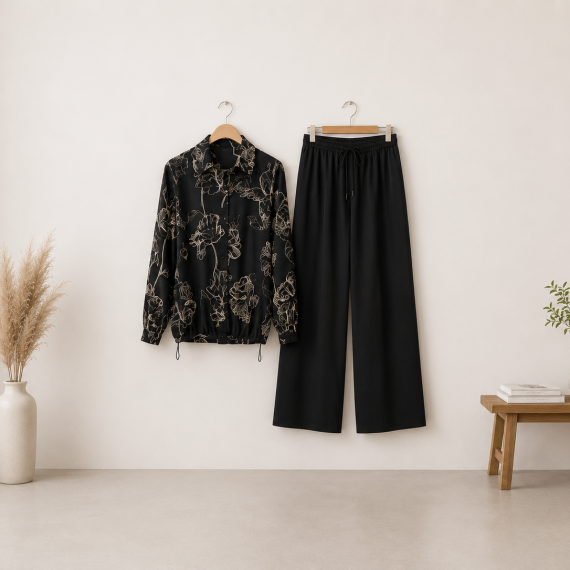 Ensemble Élégance Noire Fleurie