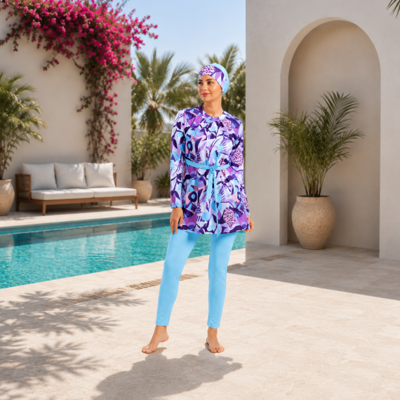 Azure Bloom Burkini Set
