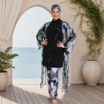 Geo Chic Full-Cover Swimwear